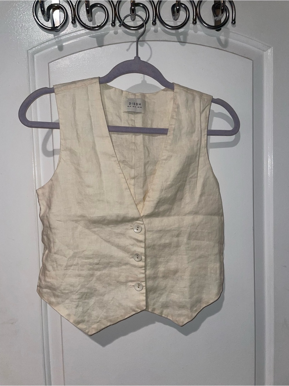 New! DISSH Linen Tailored Vest Butter Cream Neutral Minimalist 🐚 size 2 - Picture 5 of 10